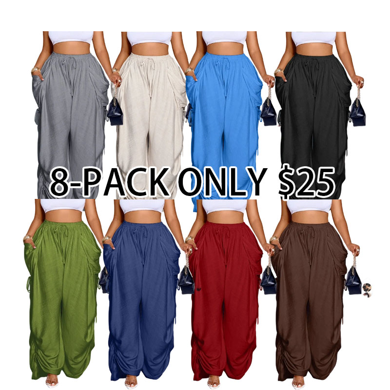 Stay cool this summer: Women's casual, loose-fitting wide-leg trousers made from woven fabric