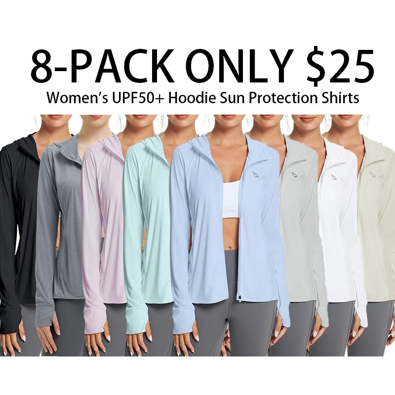 Women's UPF50+ Hoodie Sun Protection Shirts Lightweight Breathable SPF Jacket UV Summer Outdoor Hiking Gardening Fishing