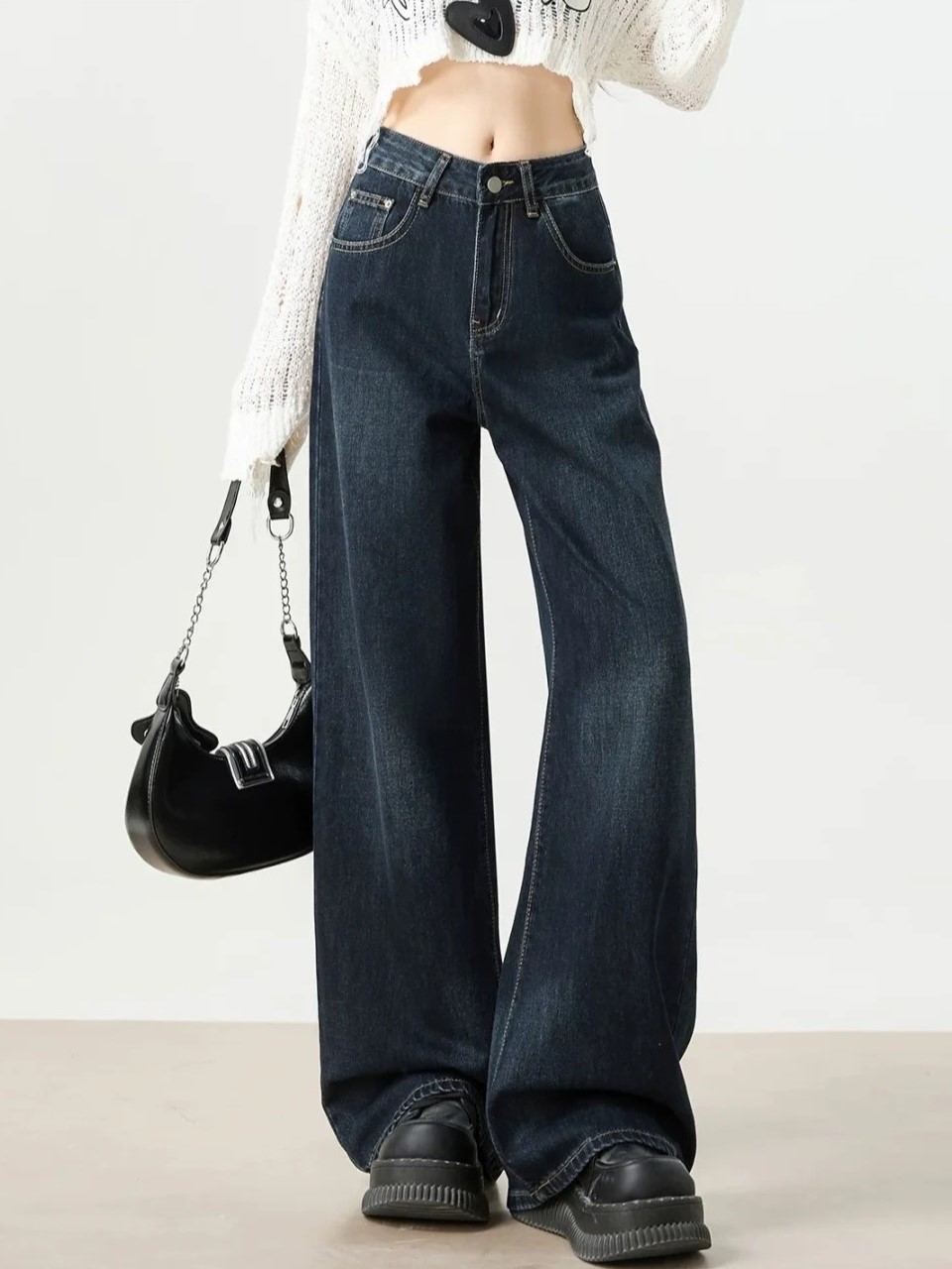 Dark Wash High Waist Wide Leg Jeans