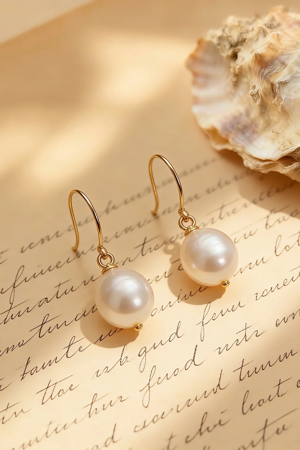 Large Baroque Pearl Fish Hook Earrings