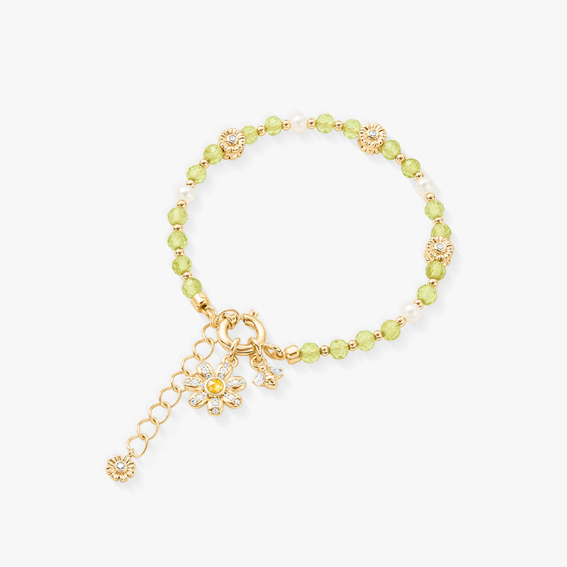 Armband aus gelben Kristallperlen im Gänseblümchen-Design