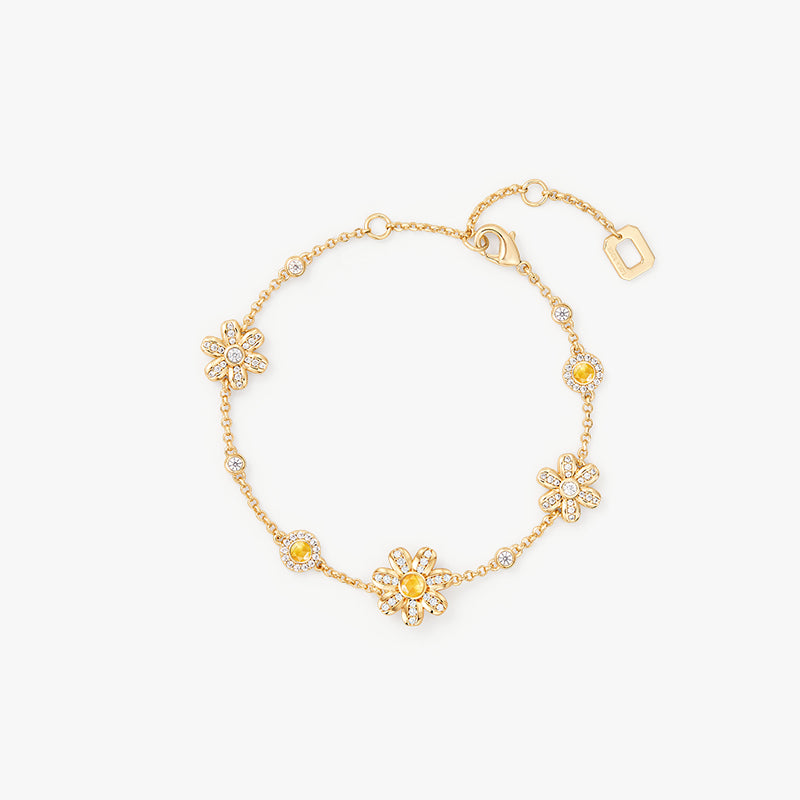 Armband aus gelben Kristallen mit Gänseblümchen-Cluster