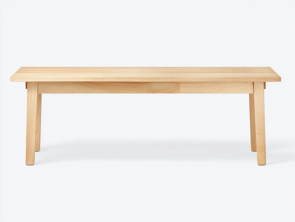 Sitzbank rechteckig aus hellem Holz 160x36x45 cm - Eiche Hell - gerade Beine für Außenbereich-Javovihaus