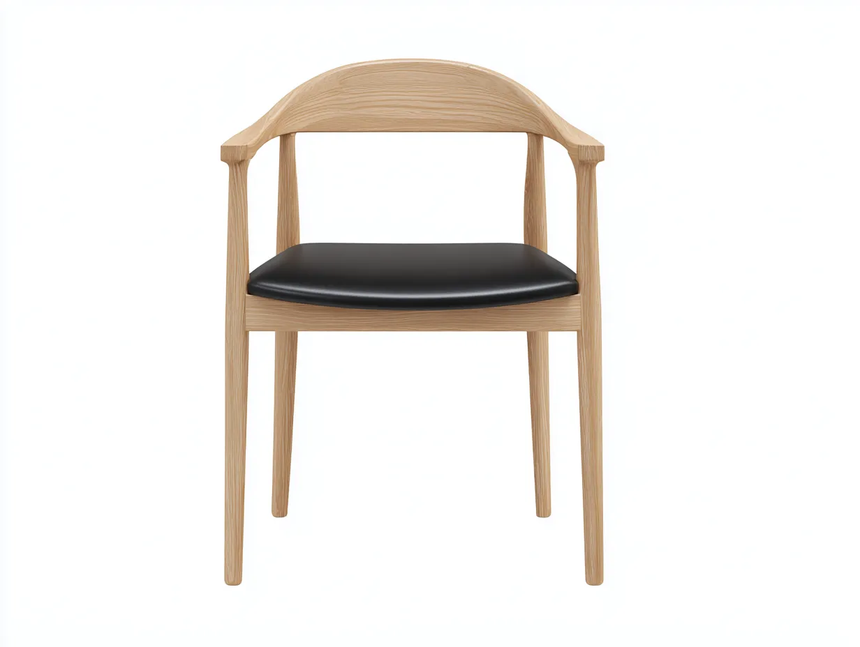 Beistellstuhl Rattan Rücken Schwarz Holz - Modern - 45x49x81 cm - Wohnzimmer-Javovihaus