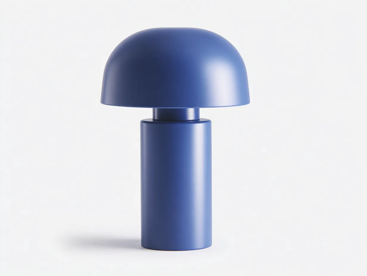 Tischlampe in Pilzform aus mattem Kunststoff 26x26x38 cm - Blau - kompakte Beleuchtung für Arbeitszimmer-Javovihaus