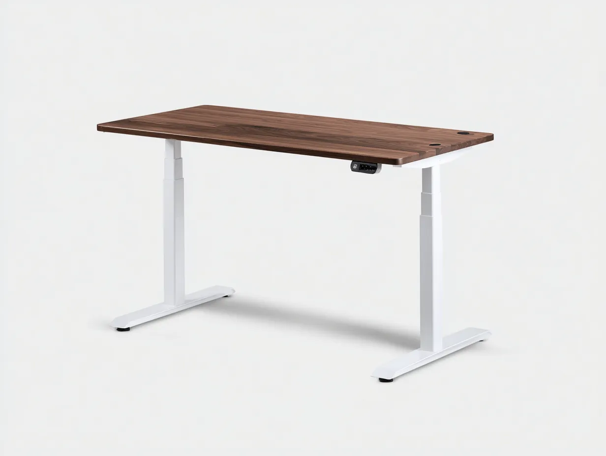 Schreibtisch elektrisch höhenverstellbar mit Kabelöffnung 150x70x73-118 cm - Braun und Weiß - kompakt für Büro-Javovihaus