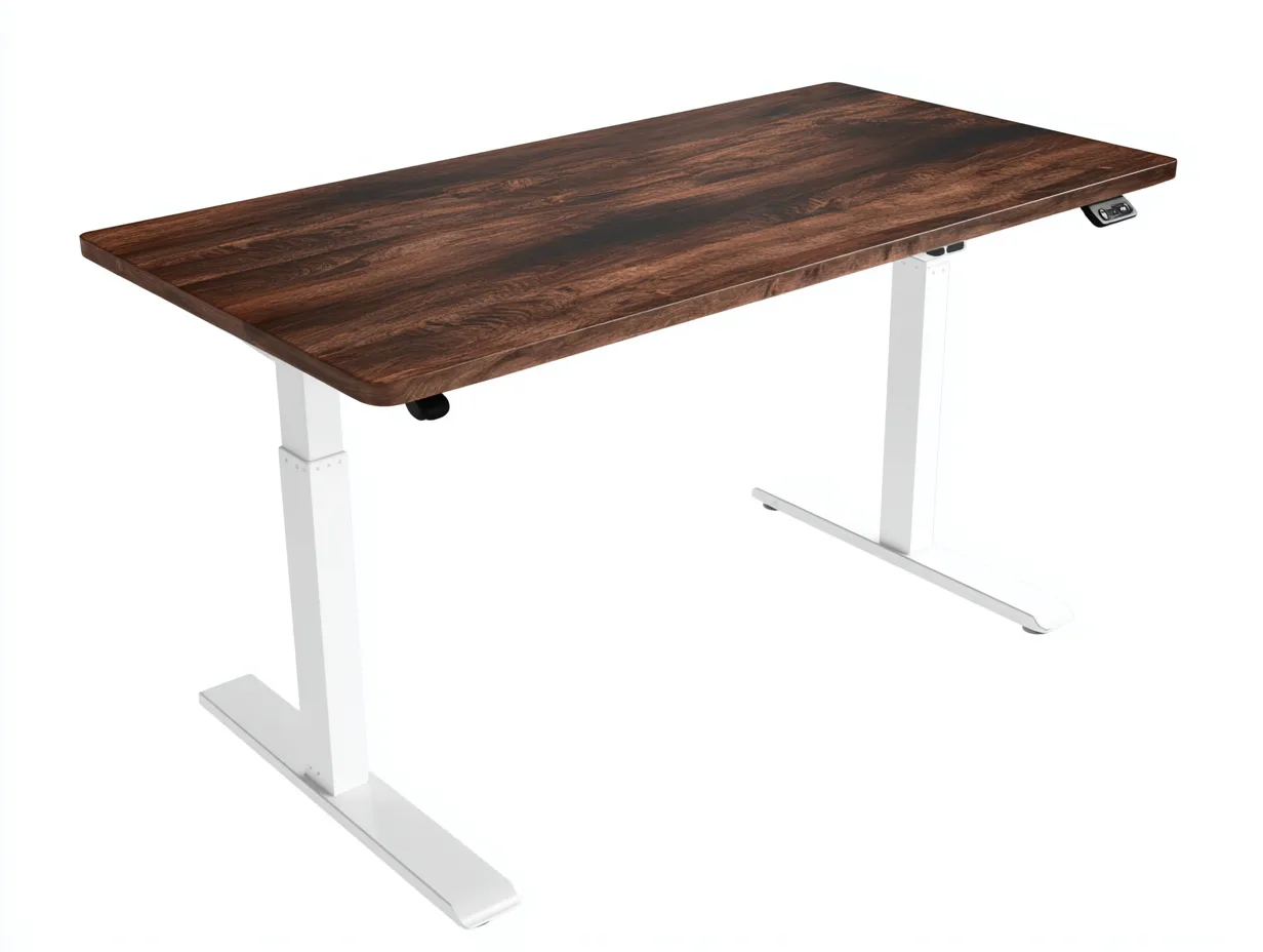 Schreibtisch mit elektrischer Höhenverstellung 150x75x72-120 cm - Dunkelwalnuss und Weiß - abgerundete Platte für Büro-Javovihaus