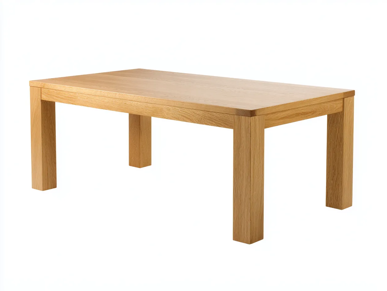 Esstisch aus hellem Massivholz 195x88x76 cm - Eiche Hell - geschlossene Zarge für Esszimmer-Javovihaus