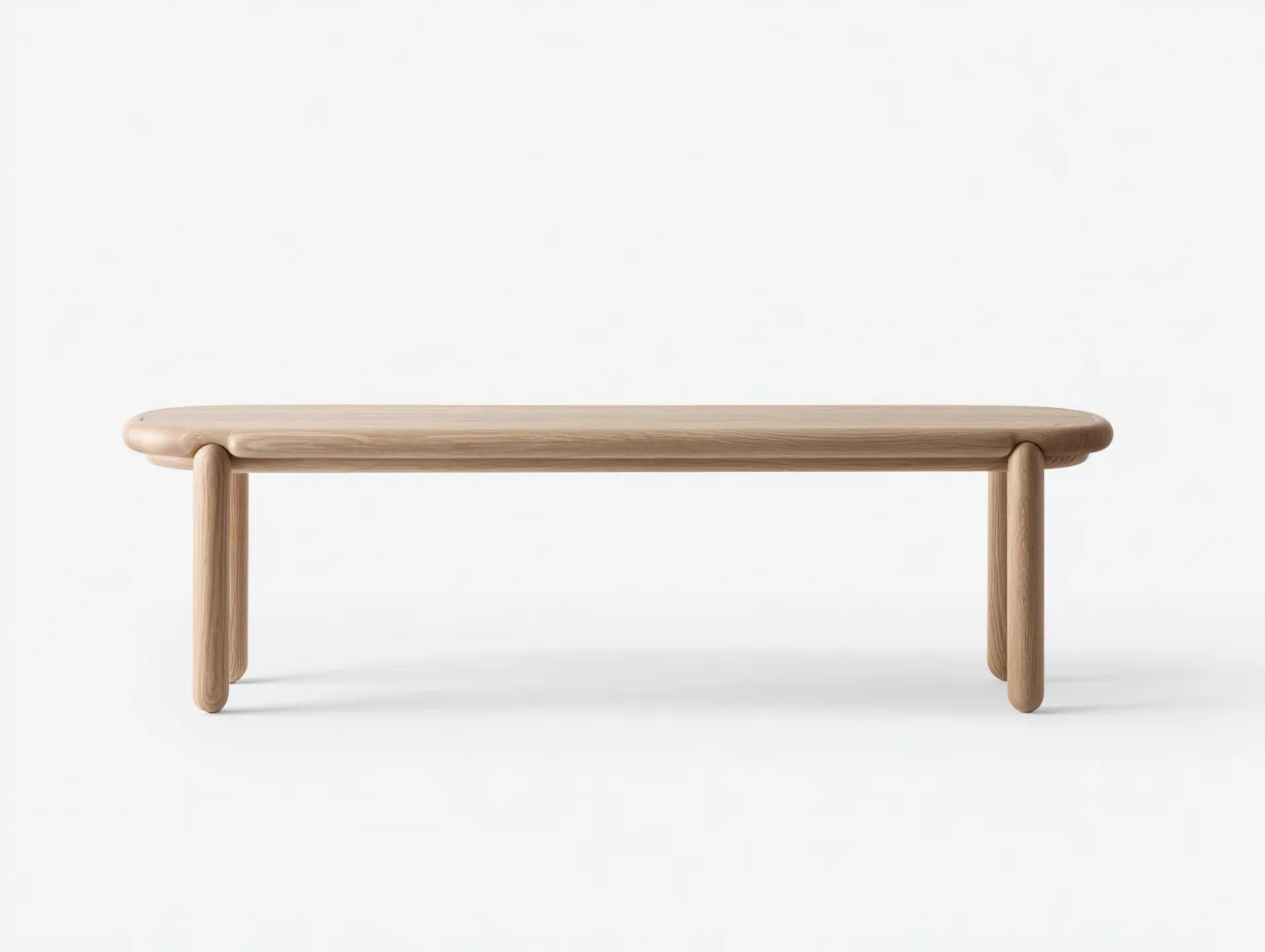 Sitzbank aus Eichenholz 165x39x44 cm - Naturholz - gerundete Form für Außenbereich-Javovihaus