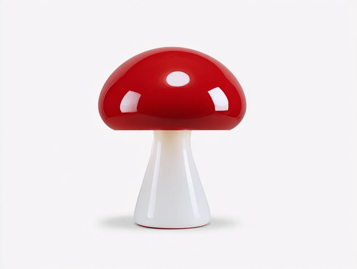 Tischlampe mit rotem Kuppelschirm 28x28x37 cm - Rot und Weiß - geschwungener Fuß für Arbeitszimmer-Javovihaus