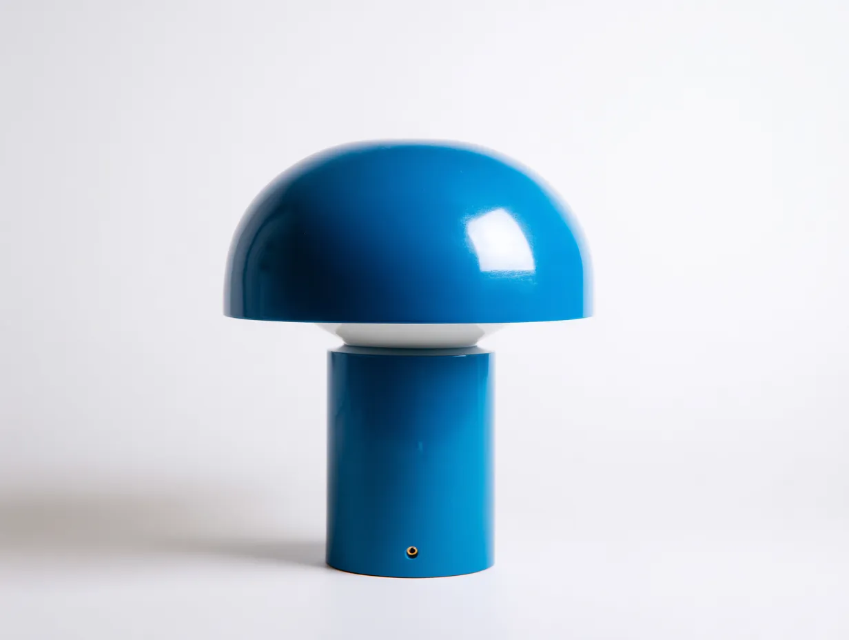 Tischlampe mit blauem Kuppelschirm 26x26x35 cm - Petrolblau und Weiß - moderner Sockel für Arbeitszimmer-Javovihaus