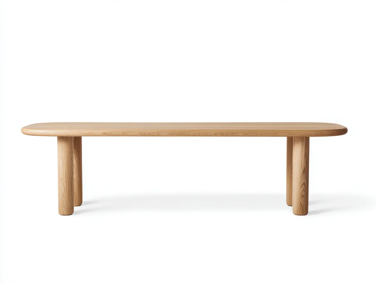 Sitzbank mit runden Holzbeinen 175x40x45 cm - Eiche Hell - abgerundete Sitzfläche für Außenbereich-Javovihaus