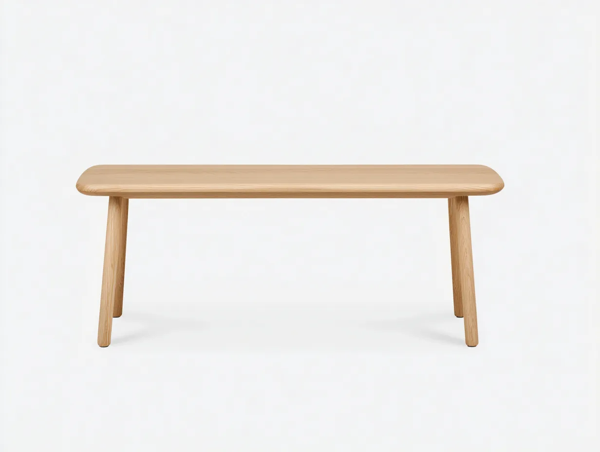 Sitzbank aus hellem Eichenholz 165x37x46 cm - Eiche Natur - kantige Platte für Außenbereich-Javovihaus