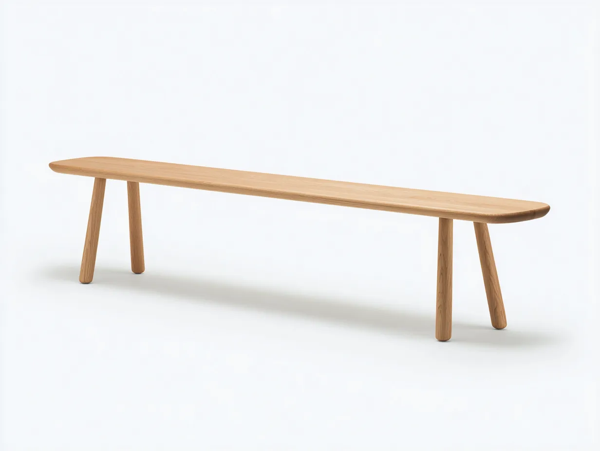 Sitzbank aus hellem Eichenholz 170x38x46 cm - Eiche Natur - abgerundete Enden für Außenbereich-Javovihaus