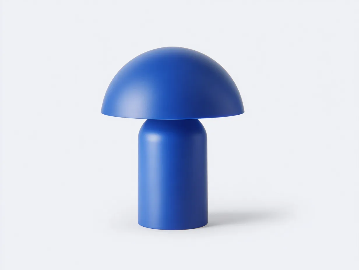 Tischlampe mit rundem Schirm 28x28x36 cm - Königsblau - matte Pilzform für Arbeitszimmer-Javovihaus