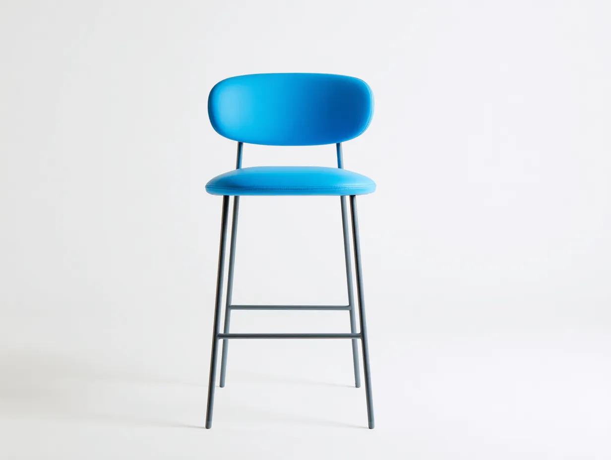 Barhocker aus Kunststoff 45x49x101 cm - Blau - mit Rückenöffnung und Fußstütze für das Esszimmer-Vitaconest