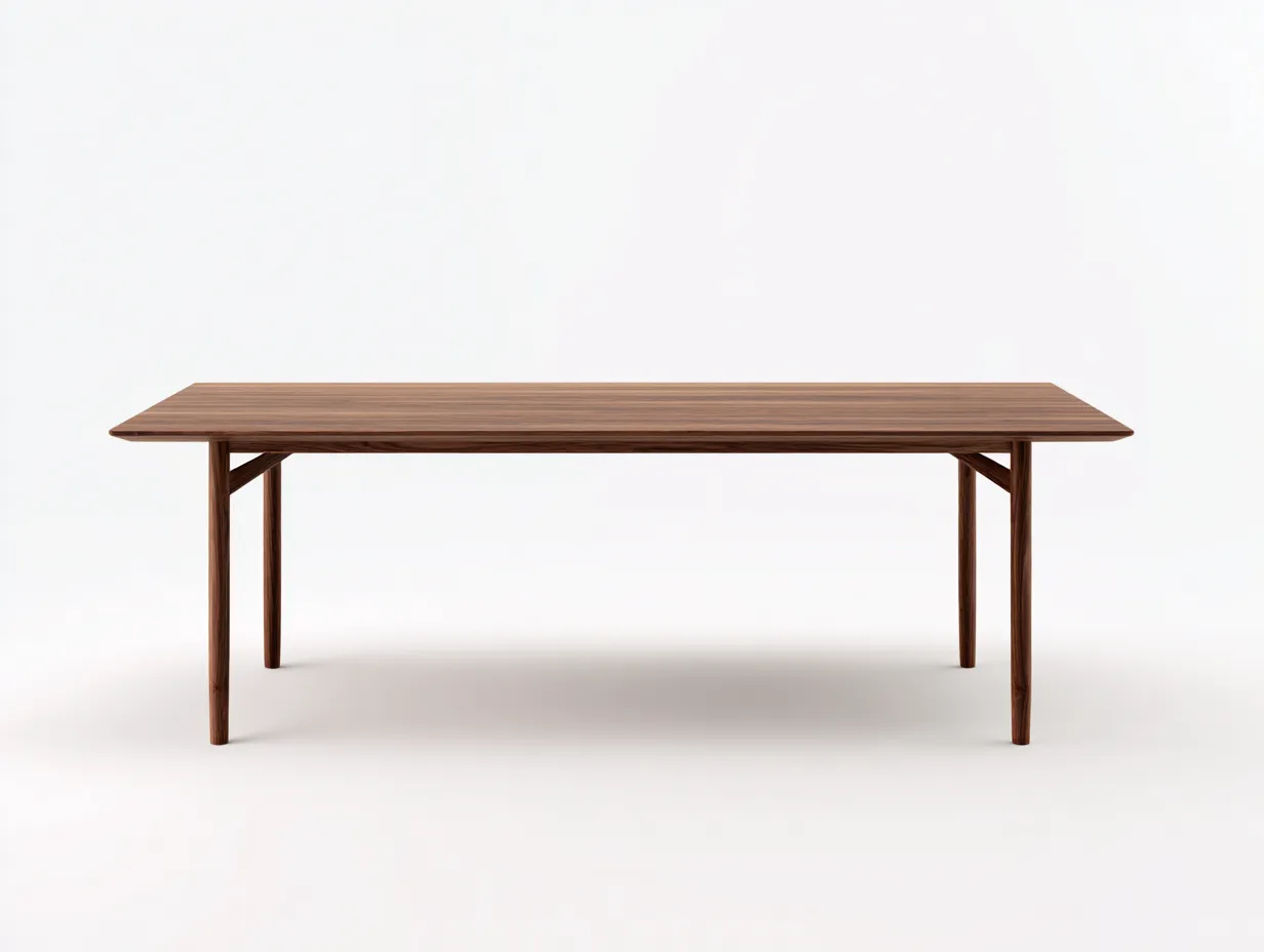 Rechteckiger Esstisch aus Holz 200x90x75 cm - Walnussbraun - schlanke Beine mit Eckverstrebungen für das Esszimmer-Vitaconest