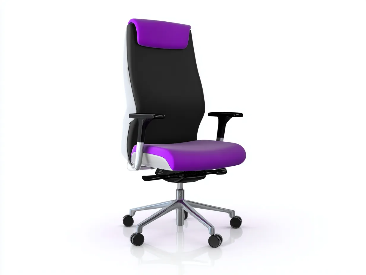 Bürostuhl als Hochlehner 70x69x121 cm - Schwarz Violett und Silber - höhenverstellbar mit Kopfpolster für das Büro-Vitaconest