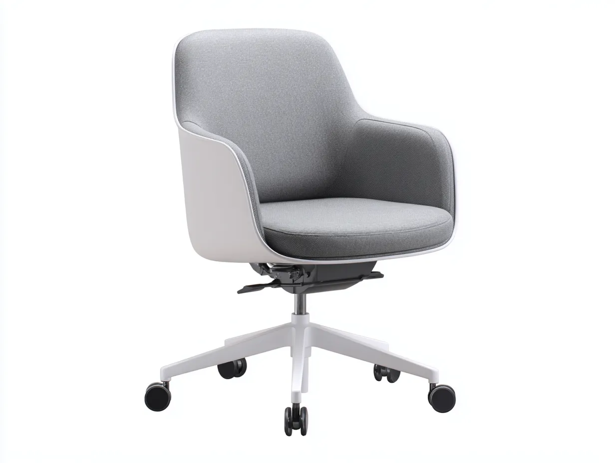 Bürostuhl mit Stoffpolster 69x67x94 cm - Grau Weiß und Schwarz - drehbare Sitzschale mit Armlehnen für das Büro-Vitaconest