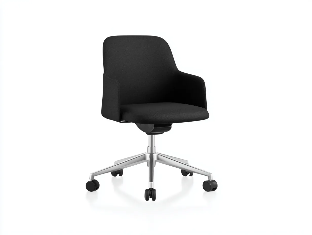 Bürostuhl mit Stoffschale 68x66x96 cm - Schwarz und Silber - drehbar mit integrierten Armlehnen für das Büro-Vitaconest