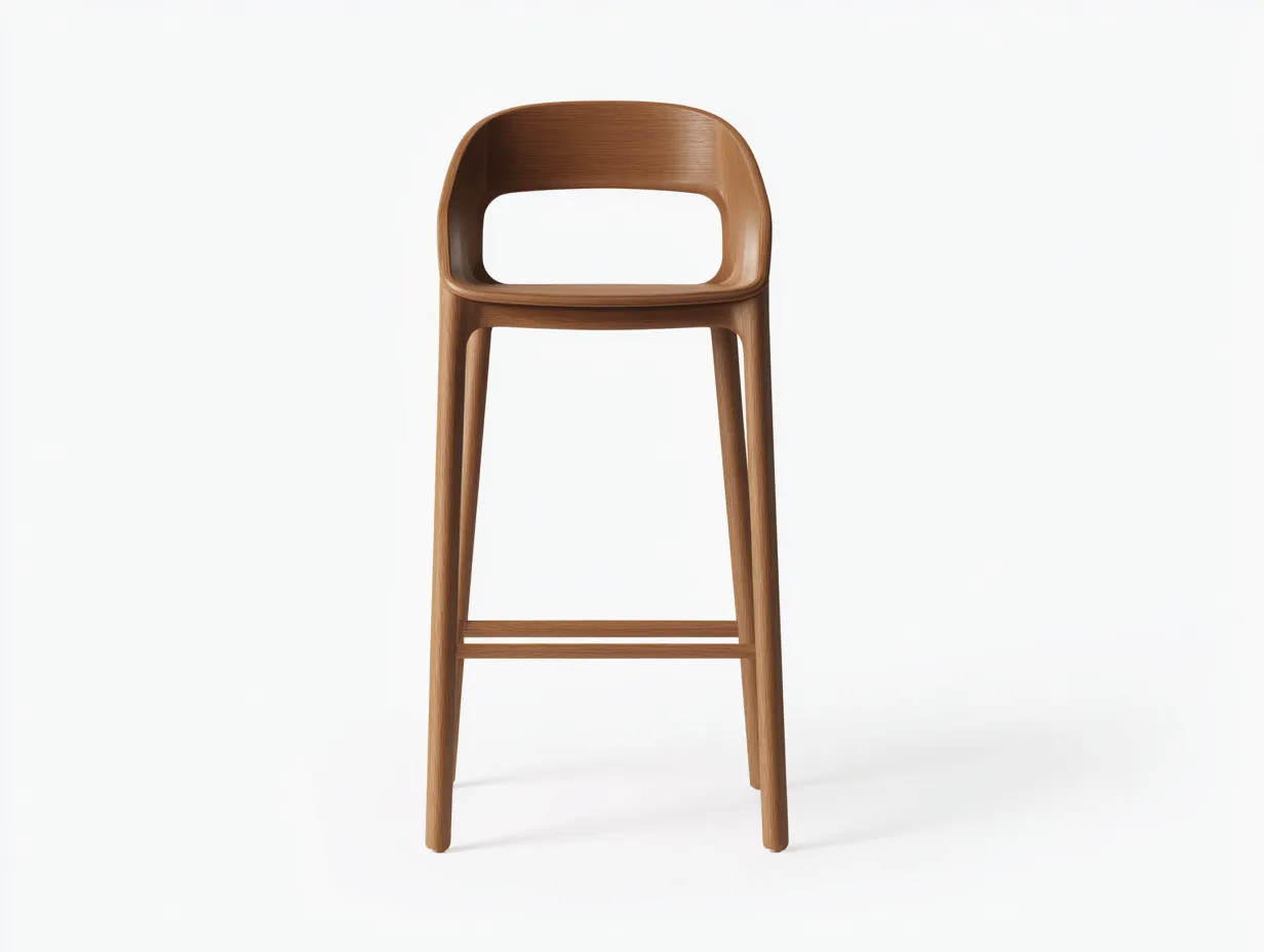 Barhocker aus Holz 50x53x104 cm - Naturbraun - mit offener Rückenlehne und Fußablage für das Esszimmer-Vitaconest