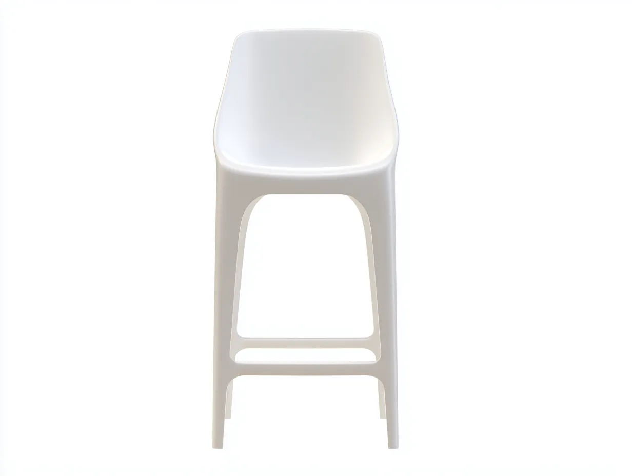 Barhocker aus Kunststoff 46x50x102 cm - Weiß - mit geschwungener Sitzschale und Frontfußstütze für das Esszimmer-Vitaconest