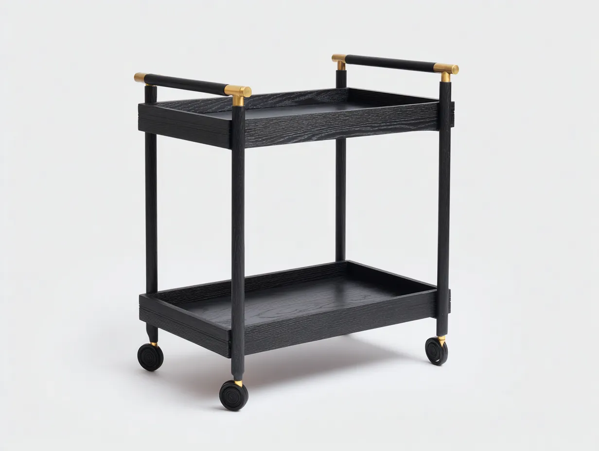 Servierwagen aus Metall und Glas 67x41x79 cm - Silber und Transparent - zwei Ablagen mit X-Streben für die Küche-Vitaconest