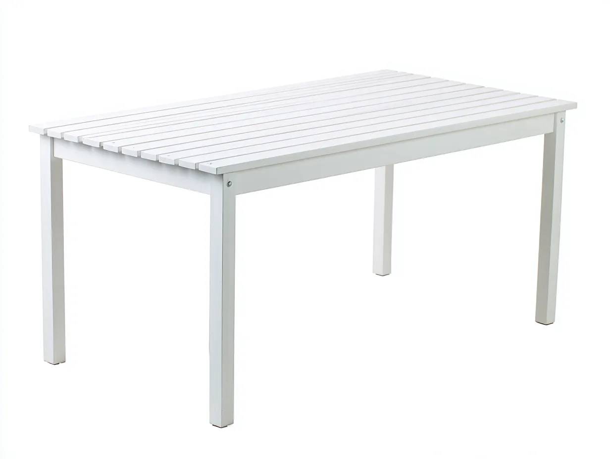 Rechteckiger Esstisch mit Lamellenplatte 180x90x75 cm - Weiß - breiter Rahmen und kantige Beine für das Esszimmer-Vitaconest