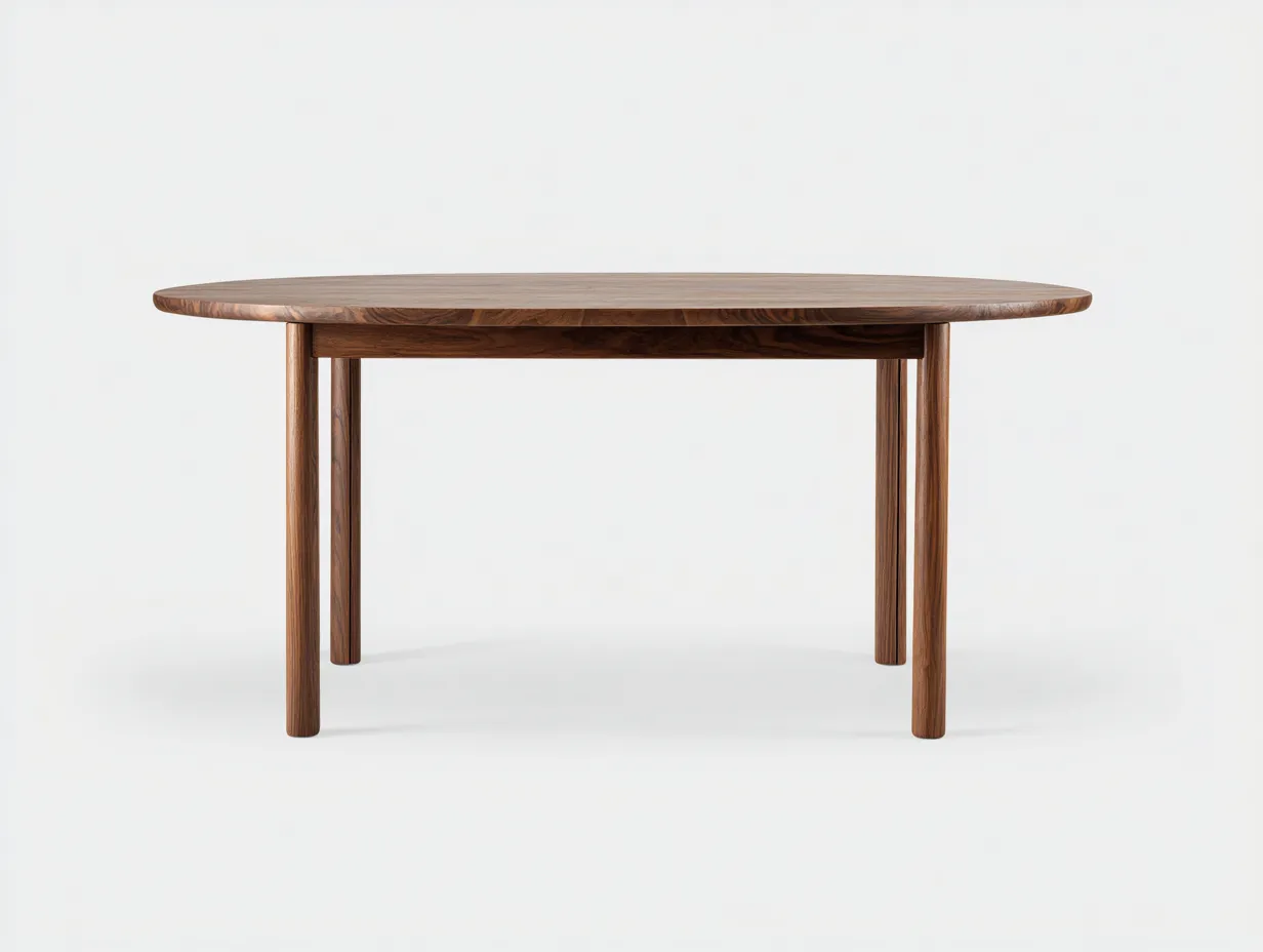 Runder Esstisch aus Holz 140x140x75 cm - Walnussbraun - breite Platte mit geraden Beinen für das Esszimmer-Vitaconest