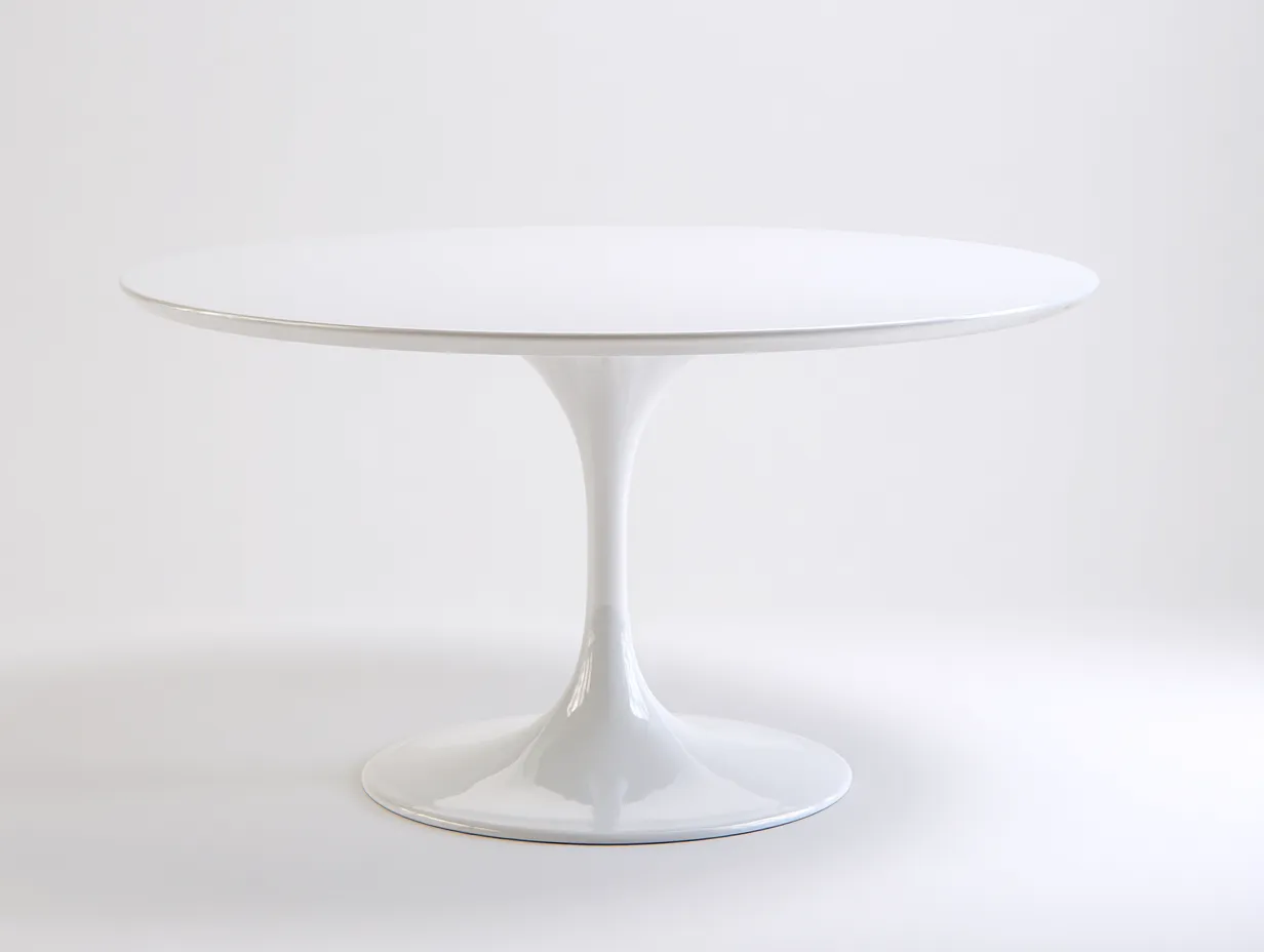 Runder Esstisch mit Tulpenfuß 120x120x75 cm - Weiß - zentrale Säulenbasis für das Esszimmer-Vitaconest