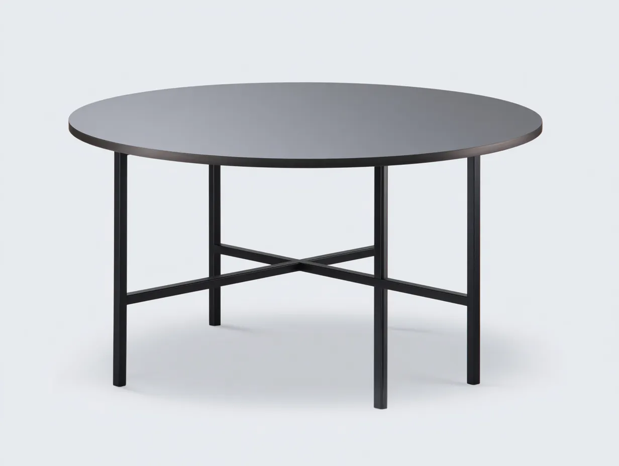 Runder Esstisch mit glatter Tischplatte 130x130x75 cm - Anthrazit Schwarz - filigranes Kreuzgestell für das Esszimmer-Vitaconest