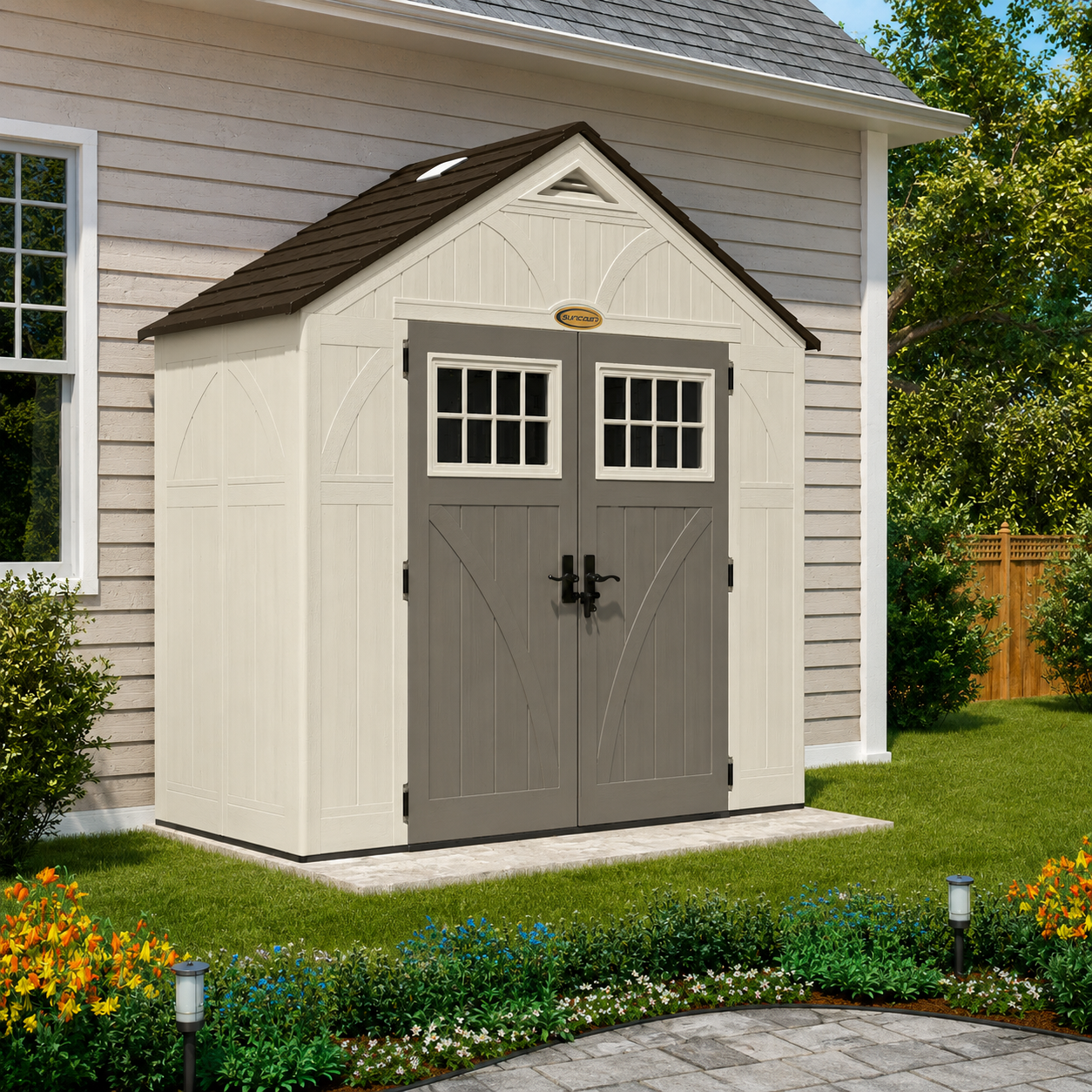 Tremont – Abri de jardin en résine renforcée à double porte
