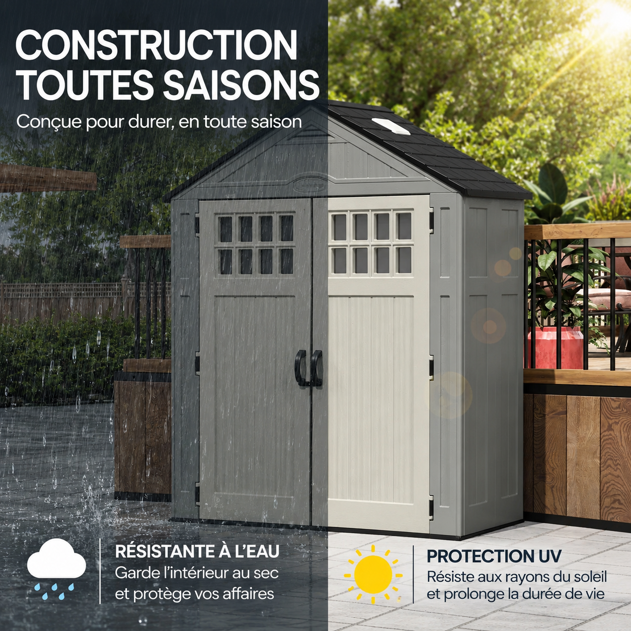 Arbor – Abri de Jardin en Résine Double Porte avec Fenêtres