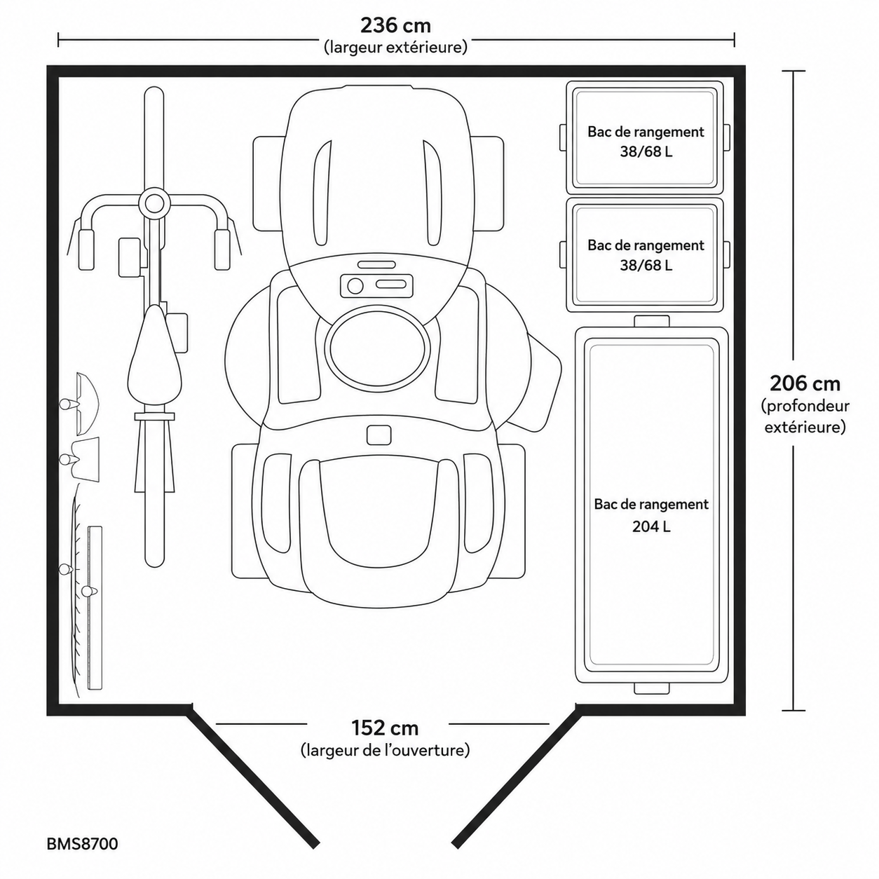 Tremont – Abri de jardin en résine renforcée à double porte