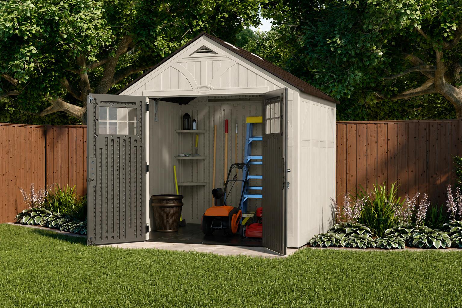 Tremont – Abri de jardin en résine renforcée à double porte