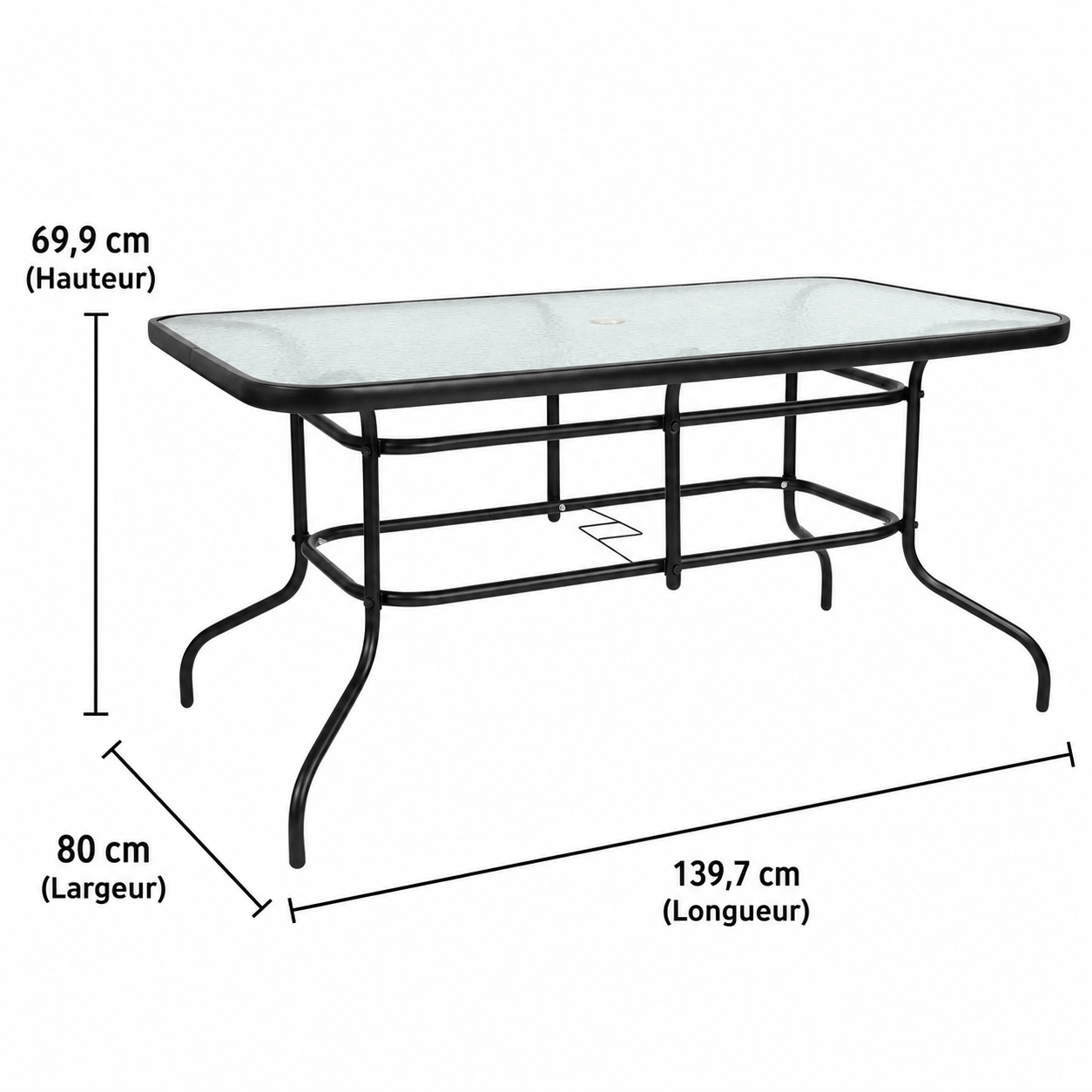 Milo – Ensemble Repas de Jardin 7 Pièces avec Table en Verre
