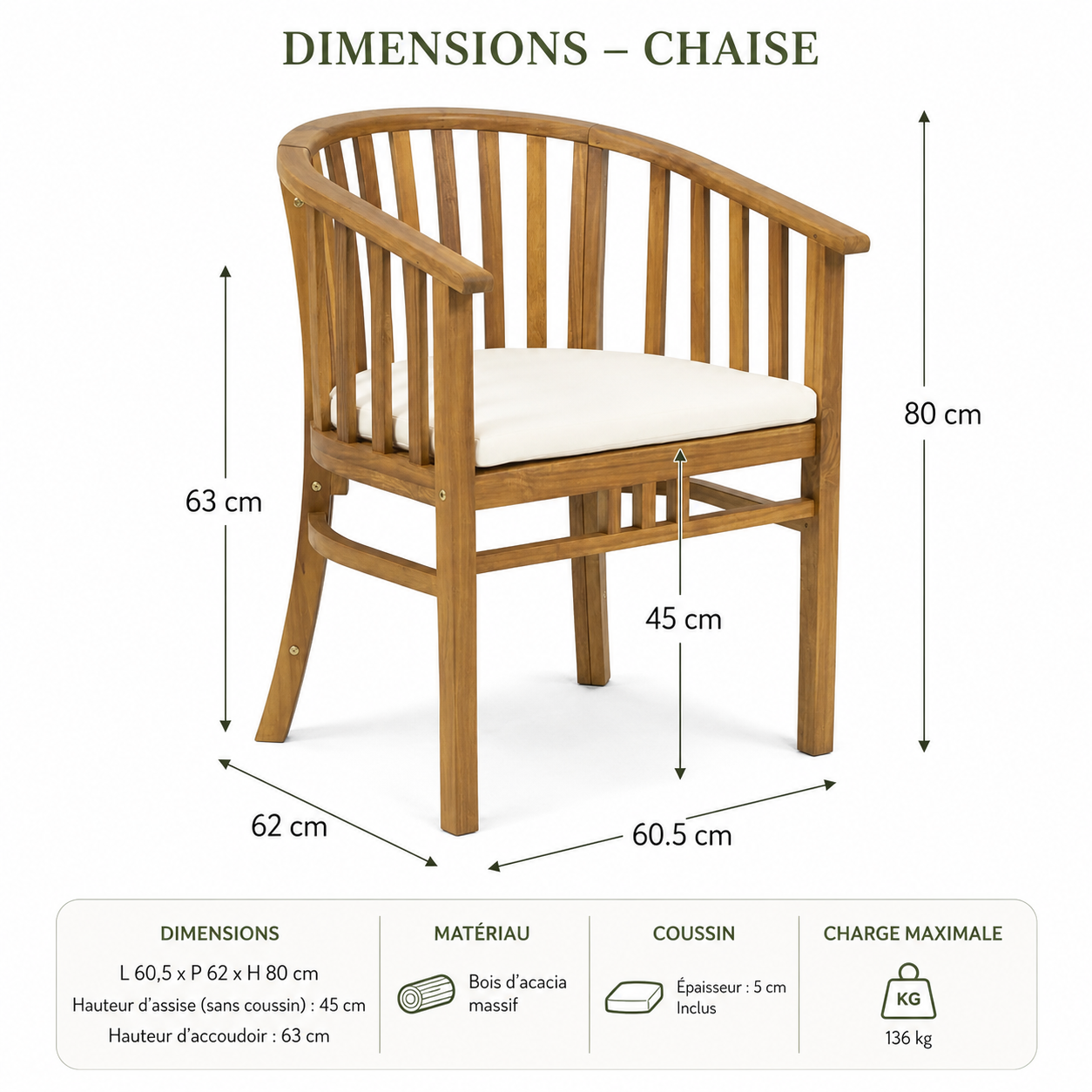 Provence – Ensemble de Jardin Extensible 8 Places en Bois d’Acacia Massif