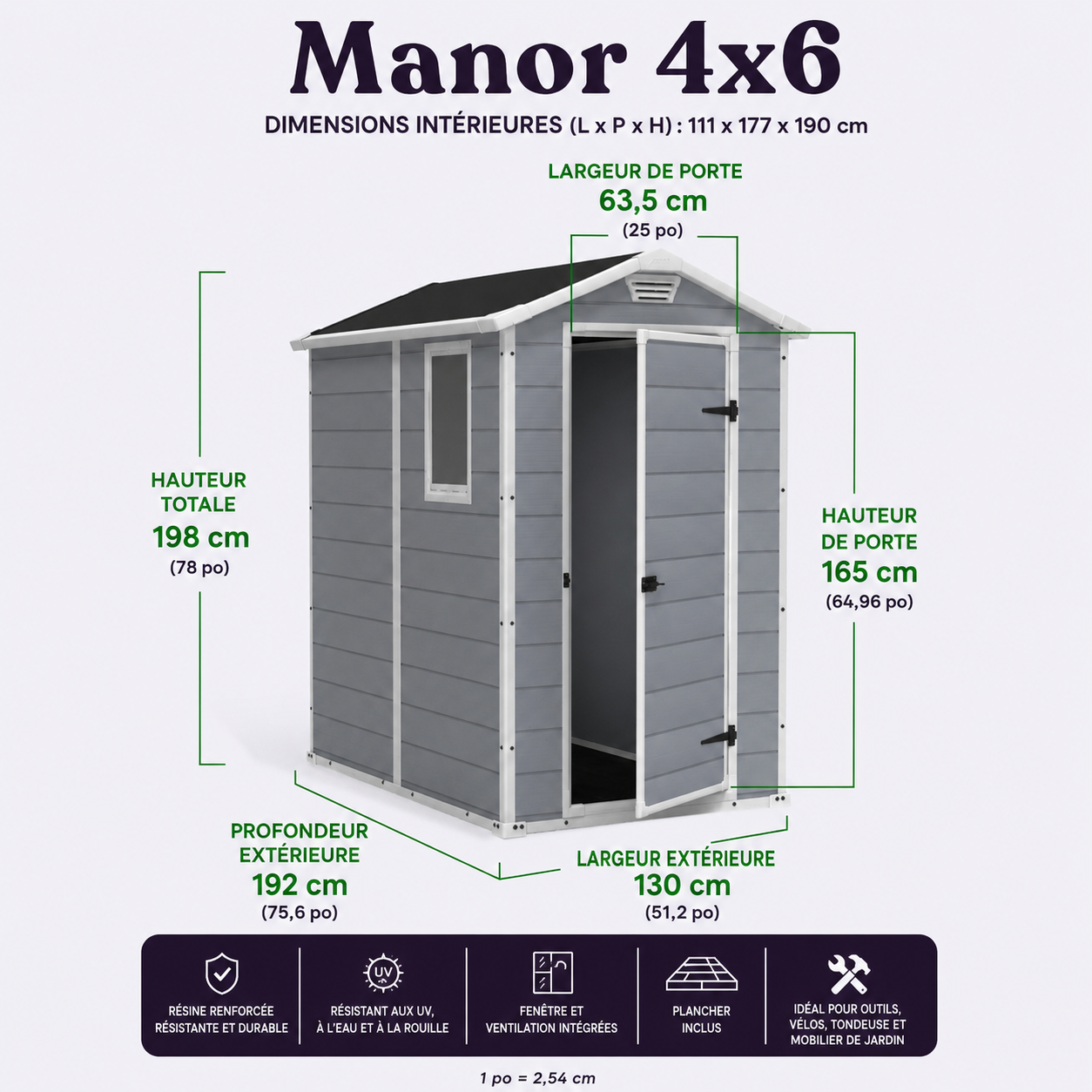 Manor – Abri de Jardin Résine Haute Résistance