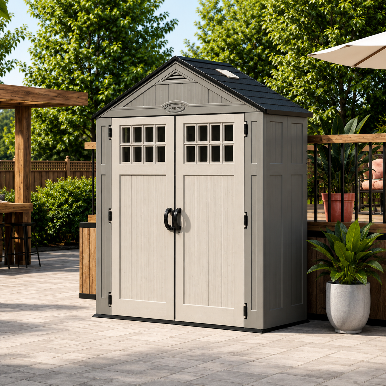 Arbor – Abri de Jardin en Résine Double Porte avec Fenêtres