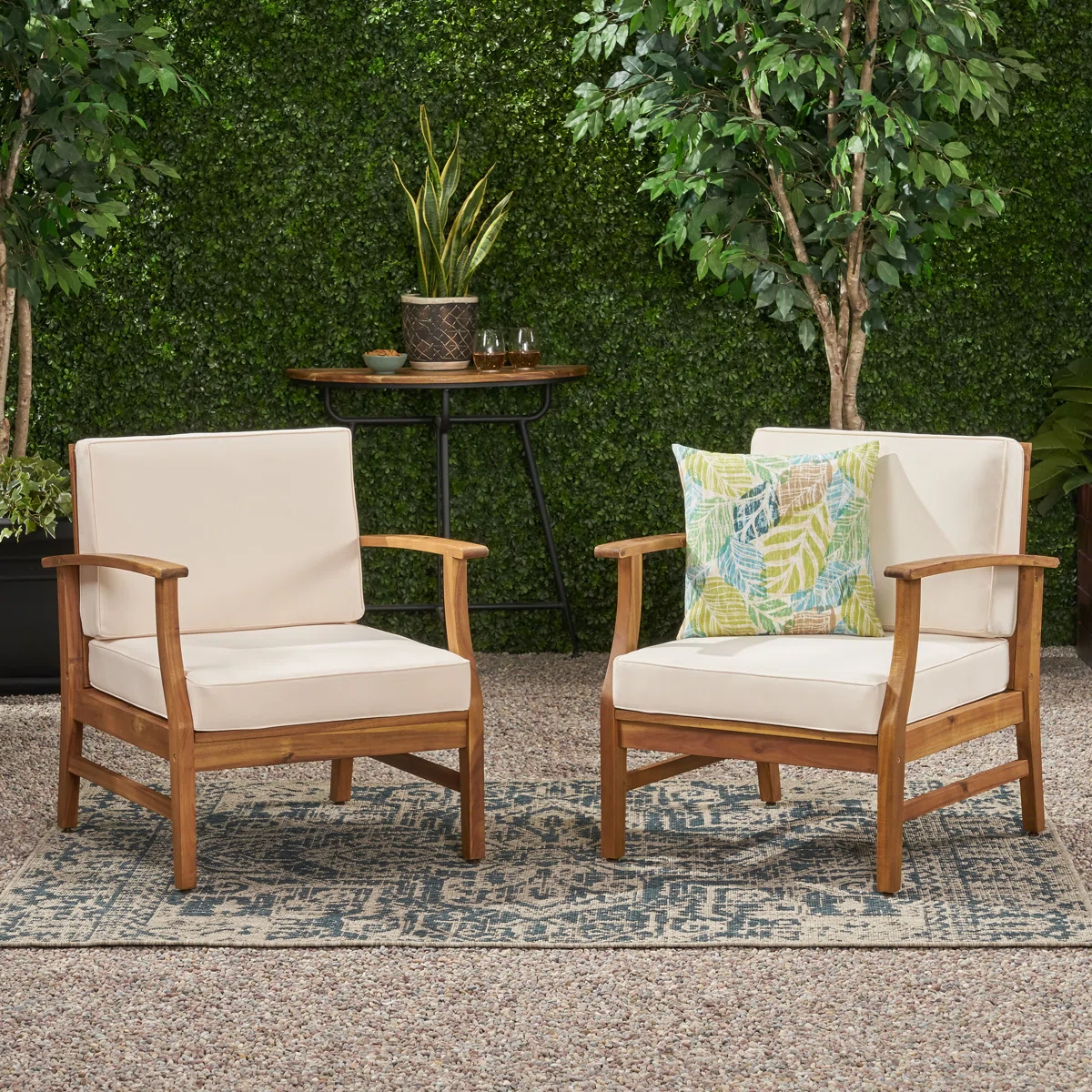 Acacia – Lot de 2 Fauteuils Lounge en Acacia pour Extérieur avec Confort Élégant et Naturel