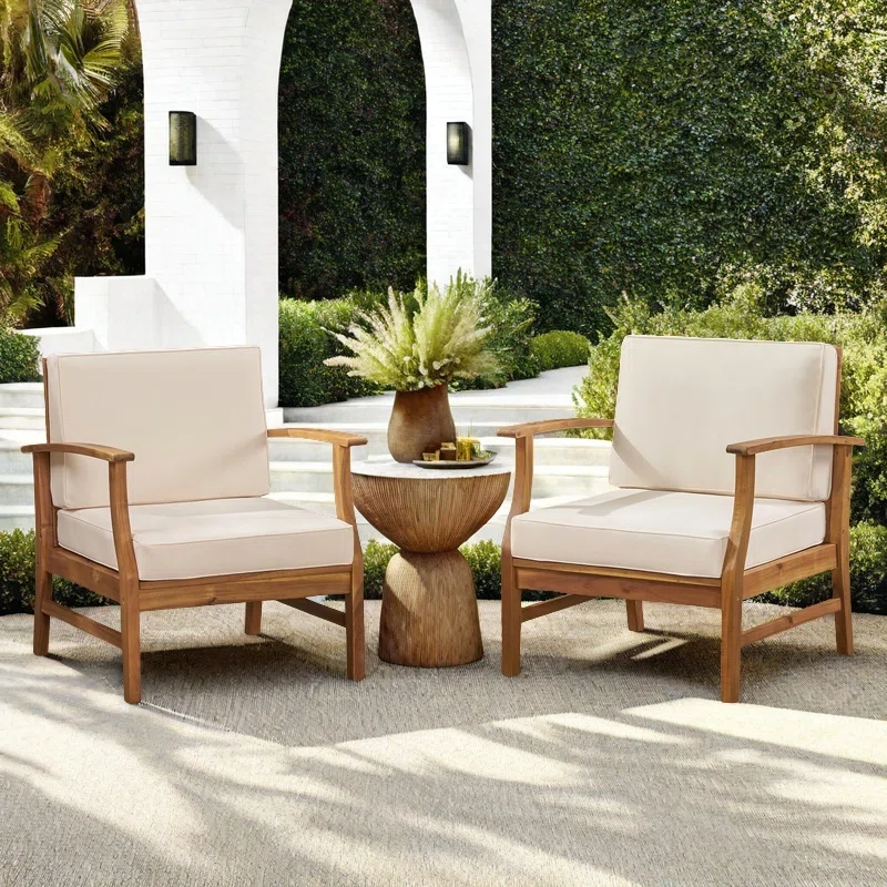 Acacia – Lot de 2 Fauteuils Lounge en Acacia pour Extérieur avec Confort Élégant et Naturel