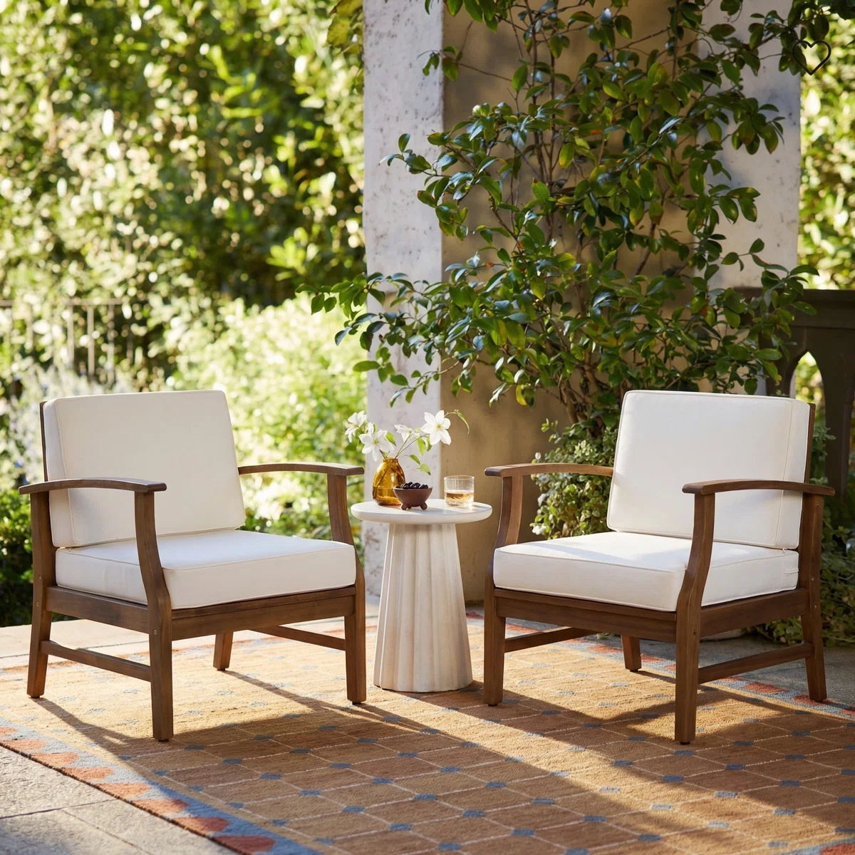 Acacia – Lot de 2 Fauteuils Lounge en Acacia pour Extérieur avec Confort Élégant et Naturel