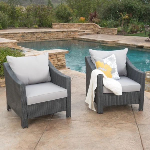 Orlena Lounge – Lot de 2 fauteuils de jardin en résine tressée avec coussins