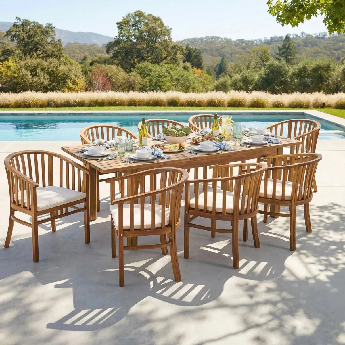 Provence – Ensemble de Jardin Extensible 8 Places en Bois d’Acacia Massif