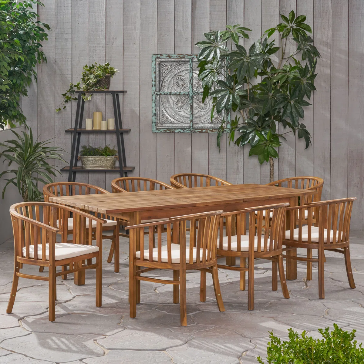 Provence – Ensemble de Jardin Extensible 8 Places en Bois d’Acacia Massif
