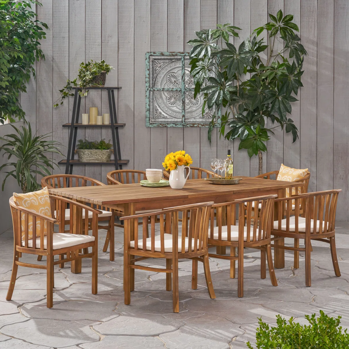 Provence – Ensemble de Jardin Extensible 8 Places en Bois d’Acacia Massif