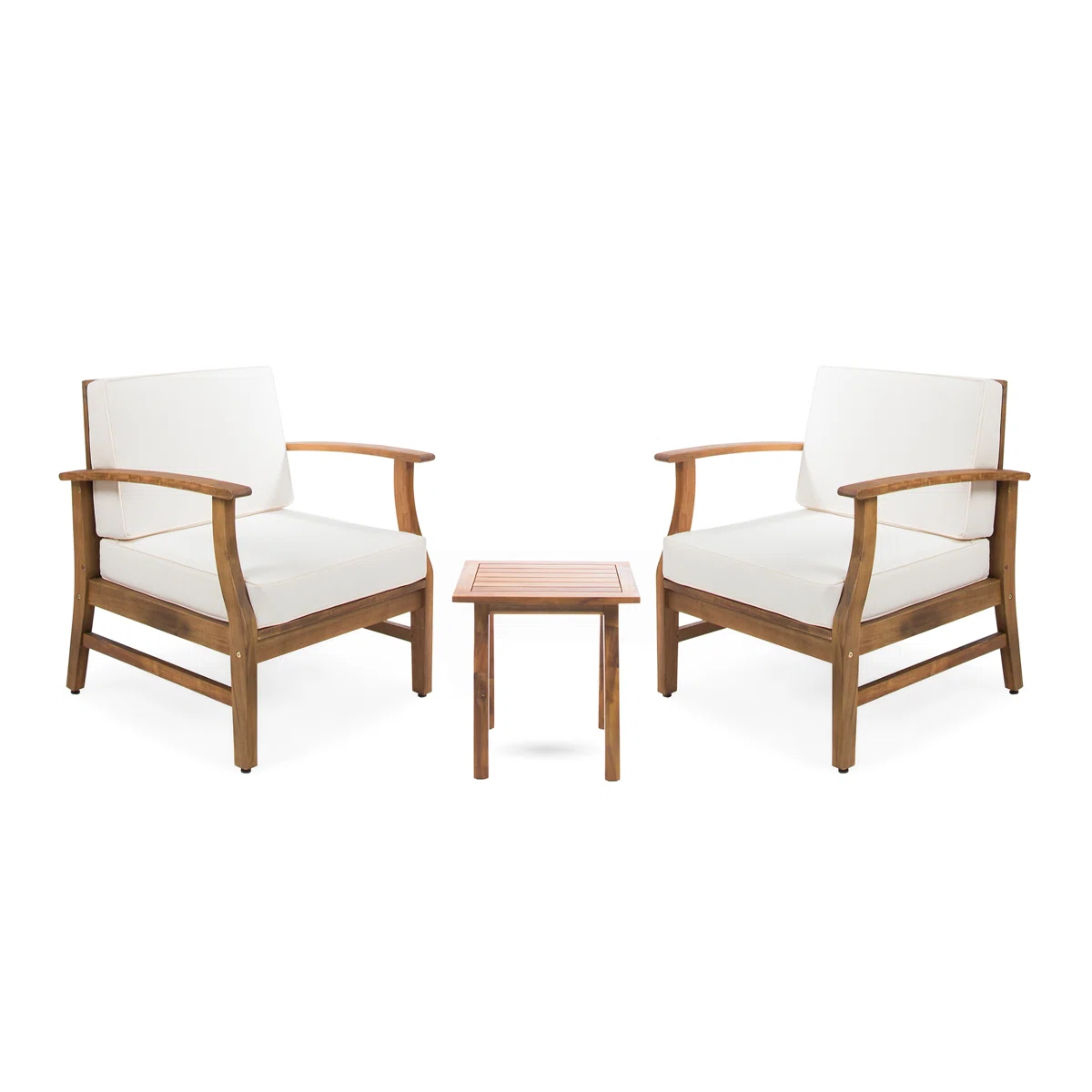 Natura Duo – Salon de jardin 2 places en bois d’acacia avec coussins
