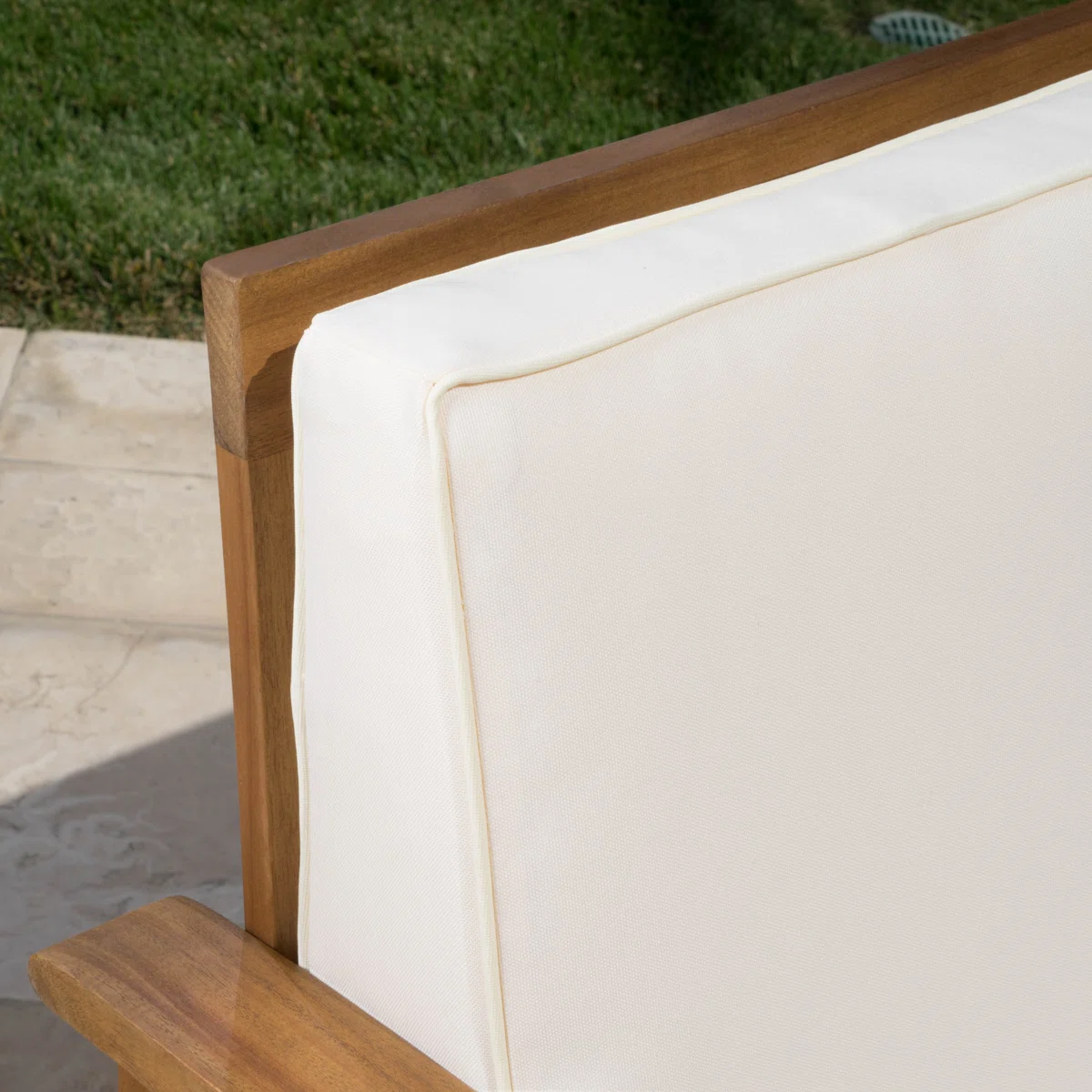 Natura Duo – Salon de jardin 2 places en bois d’acacia avec coussins