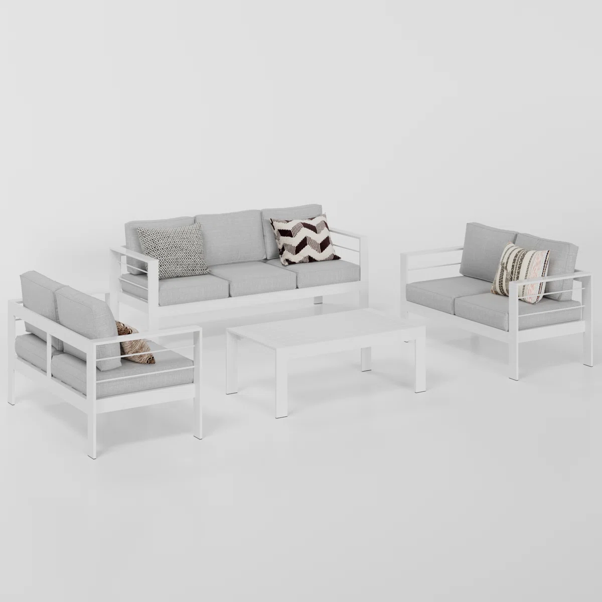 Branthea – Salon de Jardin 4 Pièces en Aluminium avec Coussins Confort Premium pour Extérieur Moderne