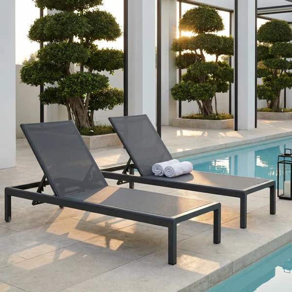 Vireon Sun – Lot de 2 transats inclinables en aluminium avec toile respirante